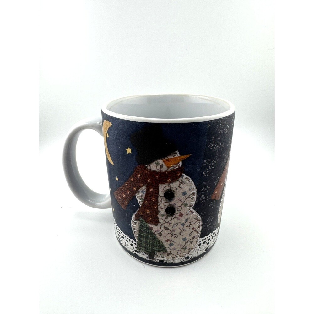 Vintage Lang and Wise Collector Mug Quilted Snowman EKB #1 1998